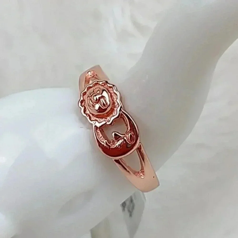 925 Sterling Silver Celestial Sun and Moon Rose Gold Tone Dainty Ring